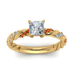 Load image into Gallery viewer, princess-cut-orange-sapphire-twisted-vine-engagement-ring-in-yellow-gold-FD9127PRRGSAORANGLE5-NL-YG