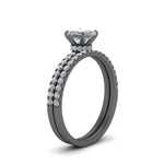 Load image into Gallery viewer, princess-cut-pave-wrap-wedding-ring-set-in-black-gold-in-FD9168PRANGLE3-NL-BG
