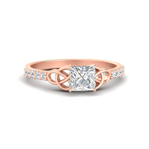 Princess Cut Petite Celtic Engagement Ring