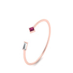 Load image into Gallery viewer, Princess Cut And Baguette Stacking Thin Ring
