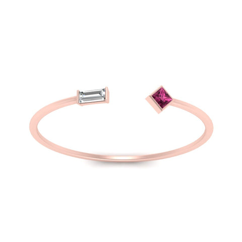 Princess Cut And Baguette Stacking Thin Ring