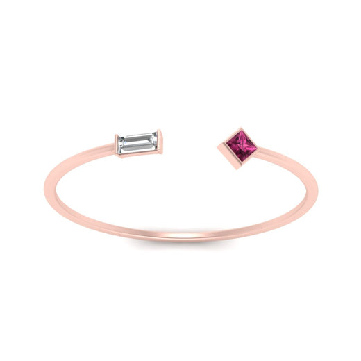 Princess Cut And Baguette Stacking Thin Ring