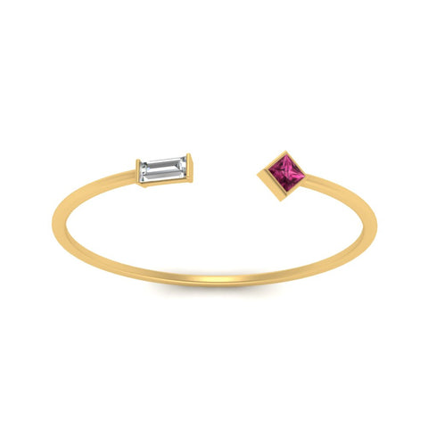 Princess Cut And Baguette Stacking Thin Ring