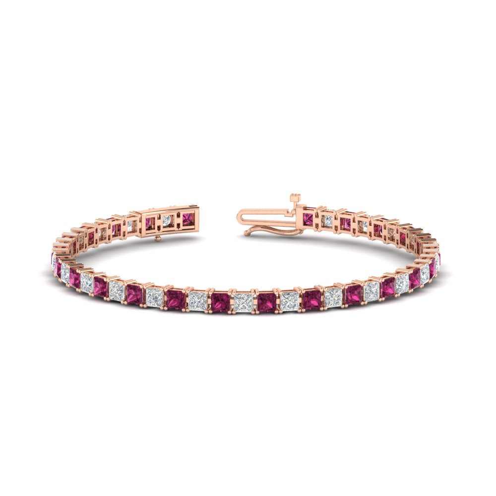 Princess Cut Basket Tennis 9 Ct Bracelet