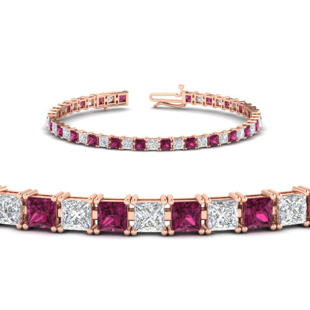 Princess Cut Basket Tennis 9 Ct Bracelet
