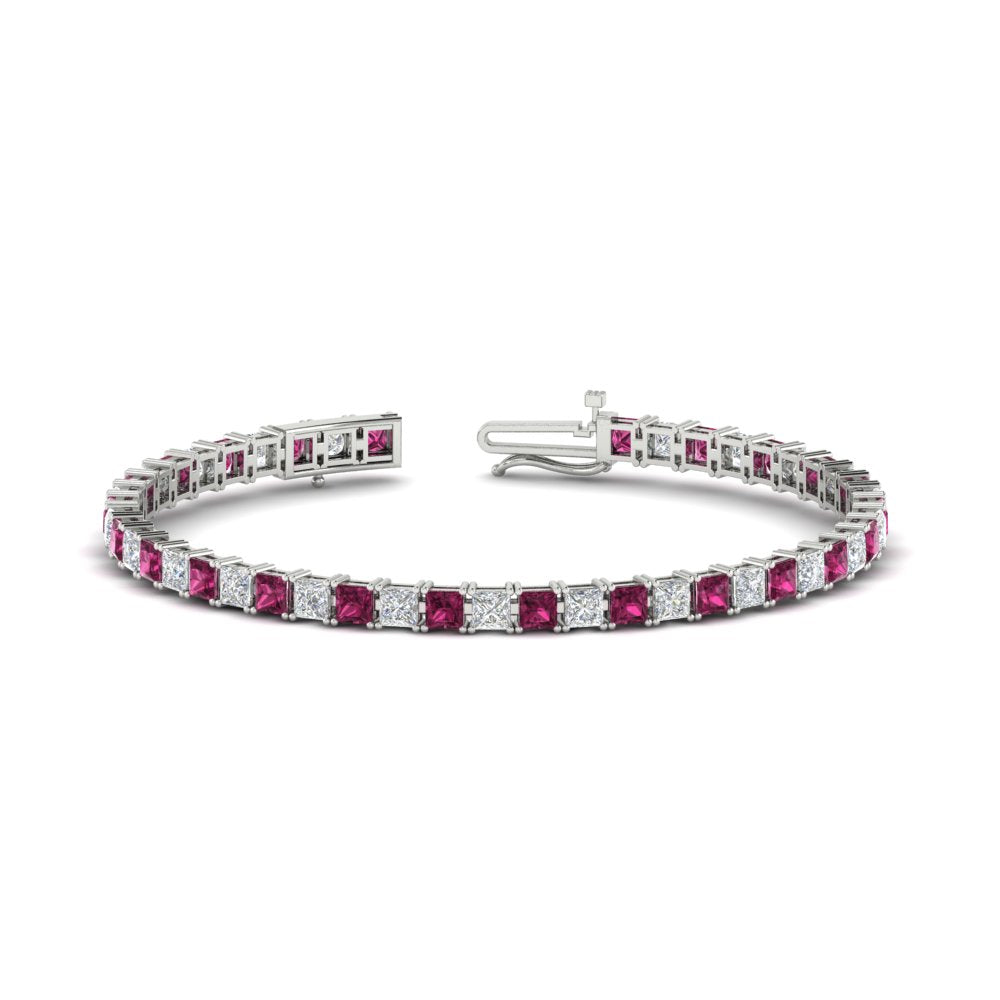 Princess Cut Basket Tennis 9 Ct Bracelet