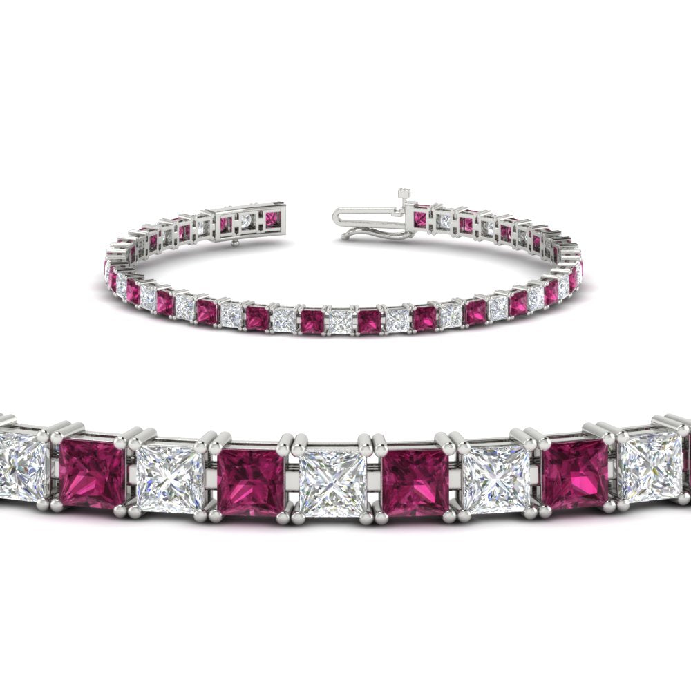 Princess Cut Basket Tennis 9 Ct Bracelet