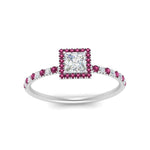 Load image into Gallery viewer, princess-cut-pink-sapphire-halo-petite-engagement-ring-in-white-gold-FD8523PRRGSADRPIANGLE3-NL-WG