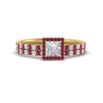Load image into Gallery viewer, princess-cut-pink-sapphire-halo-wedding-ring-set-in-yellow-gold-FD8523PRGSADRPI-NL-YG
