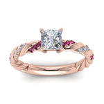 Load image into Gallery viewer, princess-cut-pink-sapphire-twisted-vine-engagement-ring-in-rose-gold-FD9127PRRGSADRPIANGLE5-NL-RG
