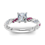 Load image into Gallery viewer, princess-cut-pink-sapphire-twisted-vine-engagement-ring-in-white-gold-FD9127PRRGSADRPIANGLE5-NL-WG
