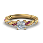 Load image into Gallery viewer, princess-cut-pink-sapphire-twisted-vine-engagement-ring-in-yellow-gold-FD9127PRRGSADRPI-NL-YG
