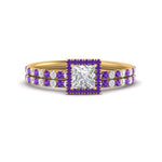 Load image into Gallery viewer, princess-cut-purple-topaz-halo-wedding-ring-set-in-yellow-gold-FD8523PRGVITO-NL-YG
