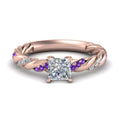 Thumbnail 55 - princess-cut-purple-topaz-twisted-vine-engagement-ring-in-rose-gold-FD9127PRRGVITO-NL-RG