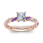 Load image into Gallery viewer, princess-cut-purple-topaz-twisted-vine-engagement-ring-in-rose-gold-FD9127PRRGVITOANGLE5-NL-RG
