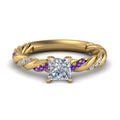 Thumbnail 82 - princess-cut-purple-topaz-twisted-vine-engagement-ring-in-yellow-gold-FD9127PRRGVITO-NL-YG