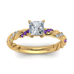 Load image into Gallery viewer, princess-cut-purple-topaz-twisted-vine-engagement-ring-in-yellow-gold-FD9127PRRGVITOANGLE5-NL-YG

