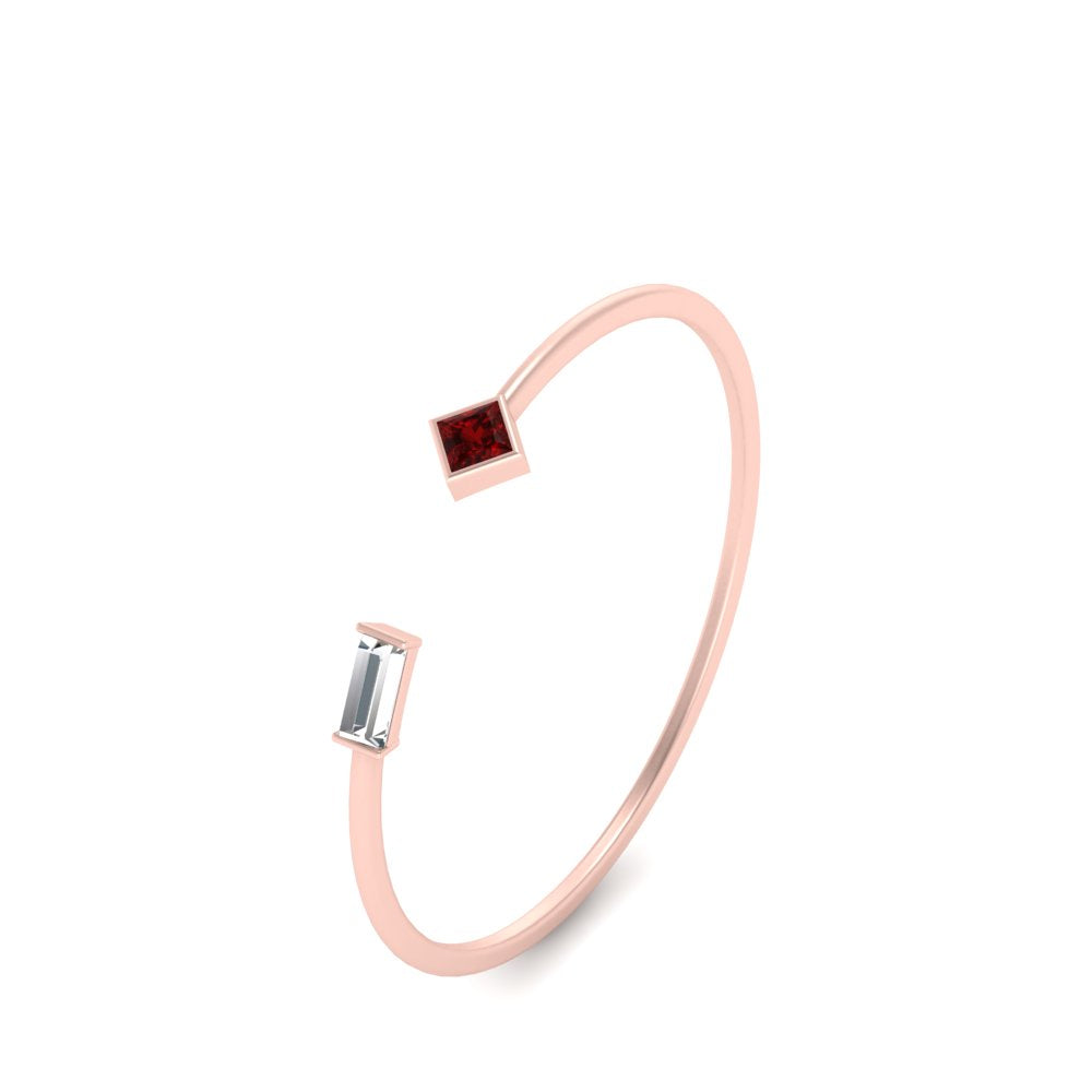 Princess Cut And Baguette Stacking Thin Ring