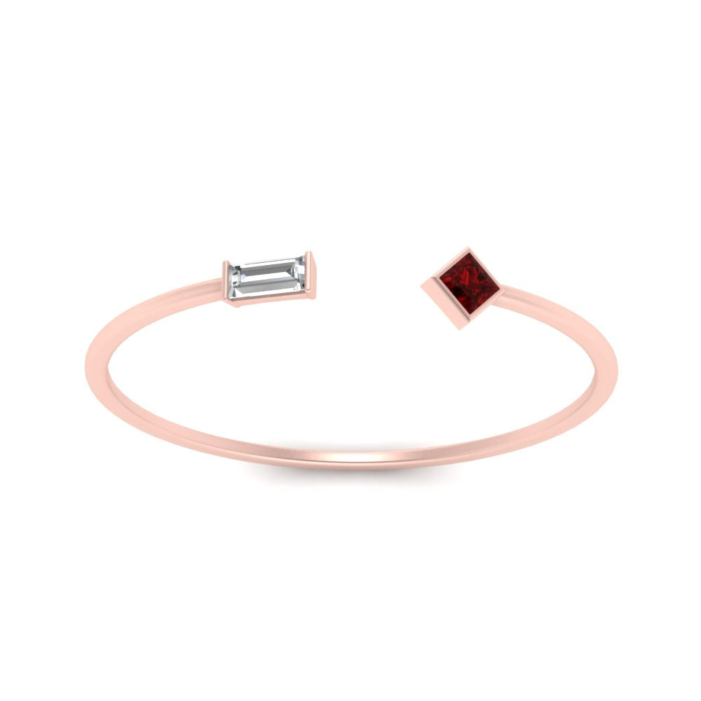 Princess Cut And Baguette Stacking Thin Ring