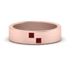 Load image into Gallery viewer, princess-cut-ruby-brush-finish-wedding-band-in-rose-gold-FDM10319GRUDR-NL-RG.jpg