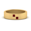 Load image into Gallery viewer, princess-cut-ruby-brush-finish-wedding-band-in-yellow-gold-FDM10319GRUDR-NL-YG.jpg
