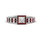 Load image into Gallery viewer, princess-cut-ruby-halo-wedding-ring-set-in-white-gold-FD8523PRGRUDR-NL-WG
