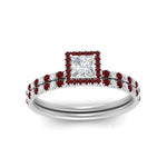 Load image into Gallery viewer, princess-cut-ruby-halo-wedding-ring-set-in-white-gold-FD8523PRGRUDR-NL-WG
