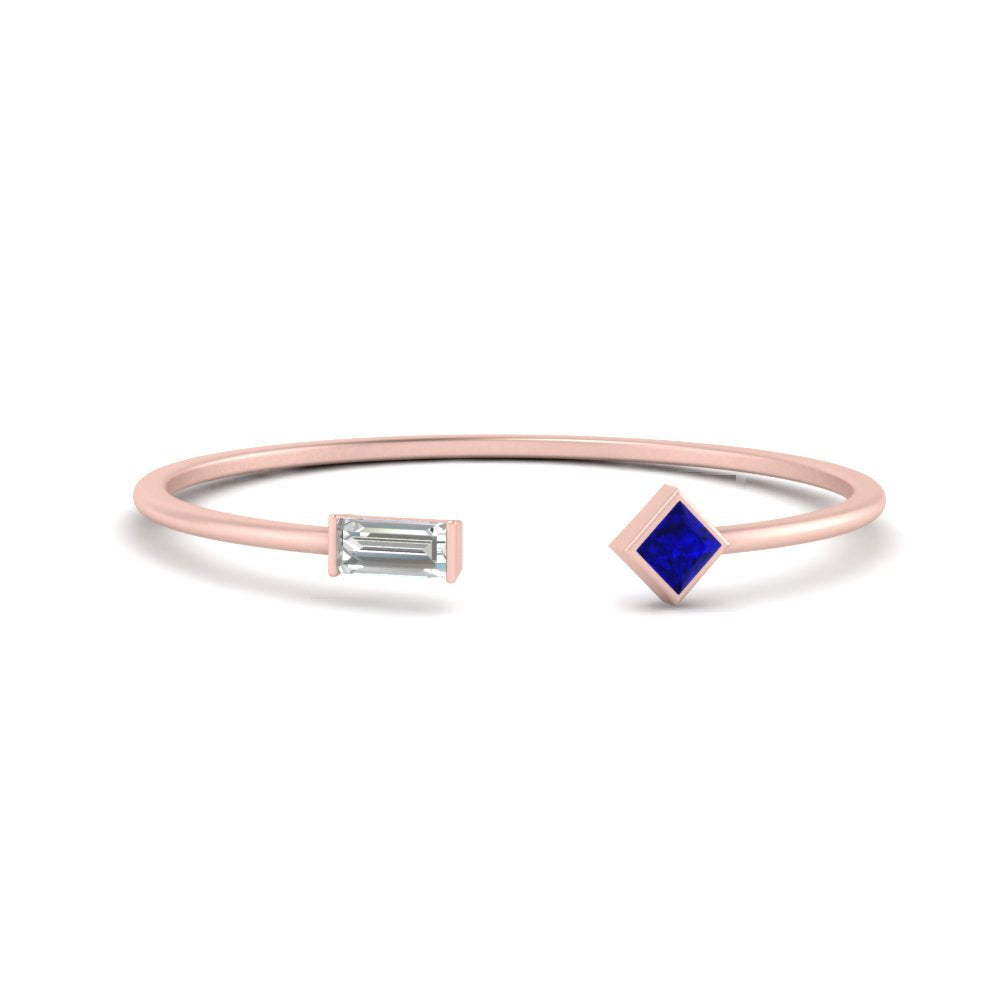 Princess Cut And Baguette Stacking Thin Ring