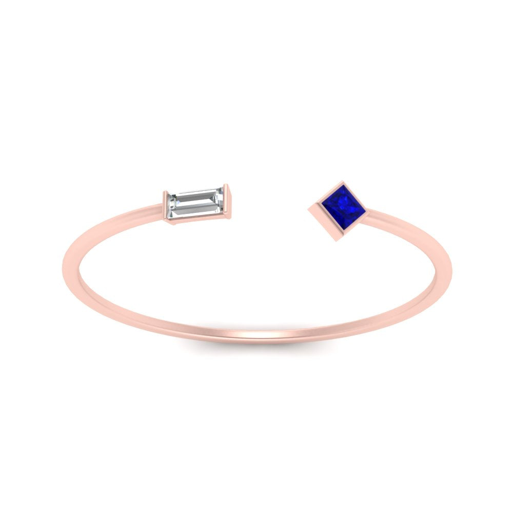 Princess Cut And Baguette Stacking Thin Ring