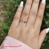 Load image into Gallery viewer, princess-cut-sapphire-and-baguette-stacking-thin-ring-in-white-gold-FD9406PR