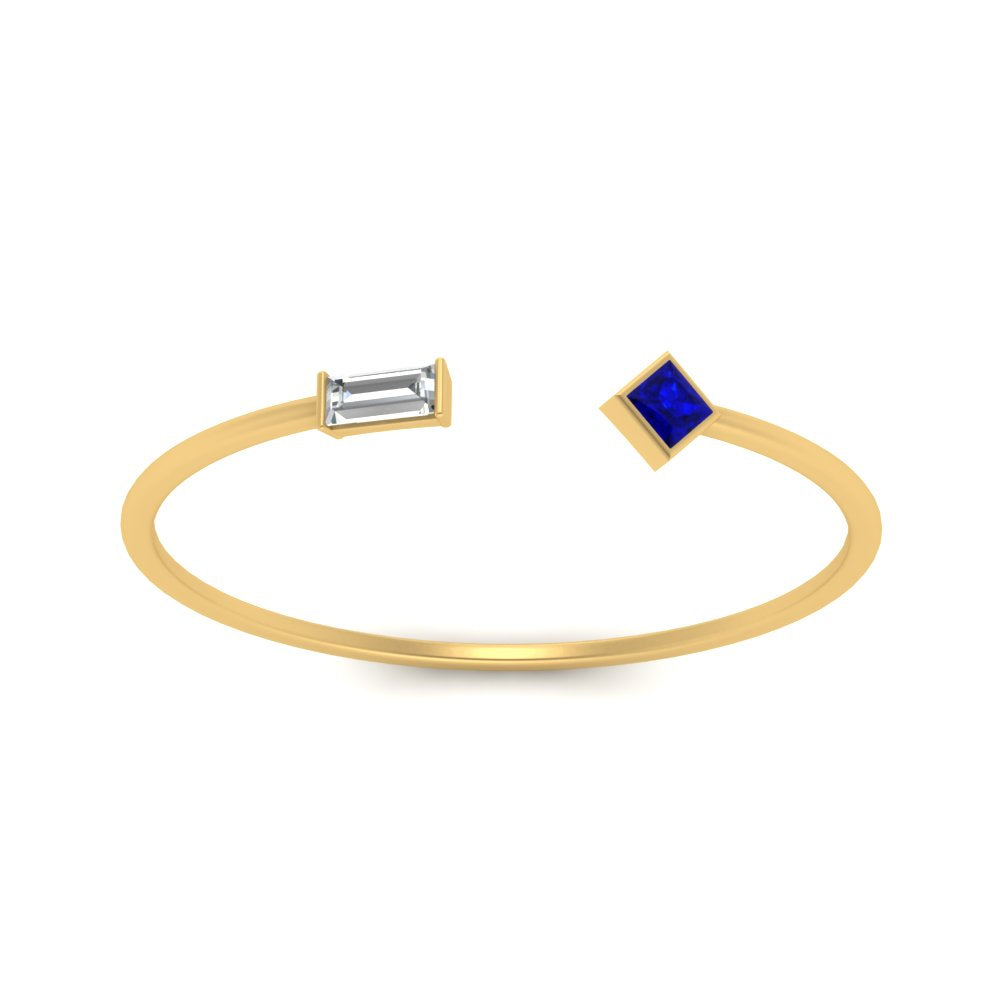 Princess Cut And Baguette Stacking Thin Ring