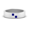 Load image into Gallery viewer, princess-cut-sapphire-brush-finish-wedding-band-in-white-gold-FDM10319GSABL-NL-WG.jpg