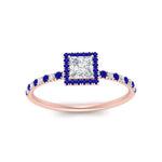 Load image into Gallery viewer, princess-cut-sapphire-halo-petite-engagement-ring-in-rose-gold-FD8523PRRGSABLANGLE3-NL-RG
