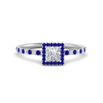 Load image into Gallery viewer, princess-cut-sapphire-halo-petite-engagement-ring-in-white-gold-FD8523PRRGSABLANGLE3-NL-WG