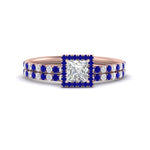 Load image into Gallery viewer, princess-cut-sapphire-halo-wedding-ring-set-in-rose-gold-FD8523PRGSABL-NL-RG
