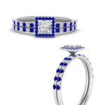 Load image into Gallery viewer, princess-cut-sapphire-halo-wedding-ring-set-in-white-gold-FD8523PRGSABL-NL-WG

