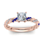 Load image into Gallery viewer, princess-cut-sapphire-twisted-vine-engagement-ring-in-rose-gold-FD9127PRRGSABLANGLE5-NL-RG
