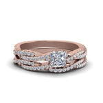 Load image into Gallery viewer, princess-cut-simple-diamond-twisted-vine-bridal-ring-sets-in-14K-rose-gold-FD8233PR-NL-RG
