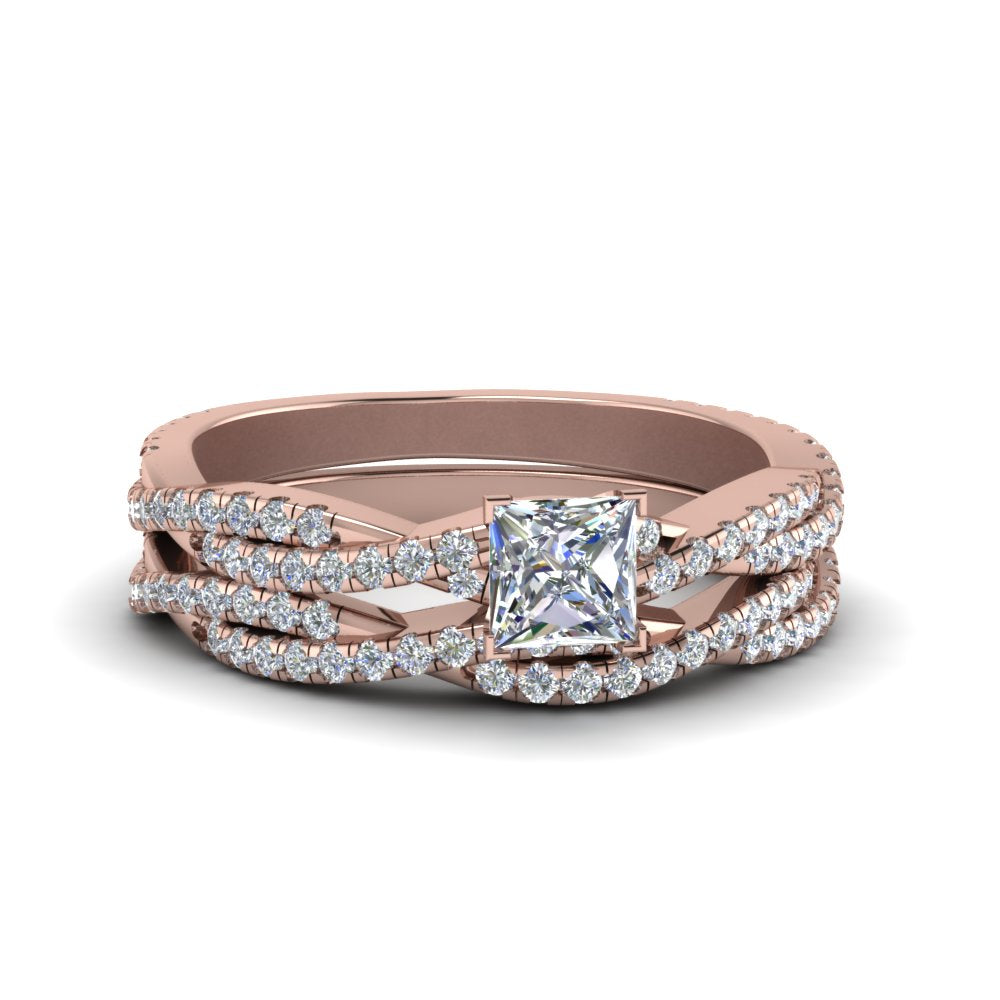 princess-cut-simple-diamond-twisted-vine-bridal-ring-sets-in-14K-rose-gold-FD8233PR-NL-RG
