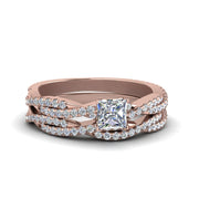princess-cut-simple-diamond-twisted-vine-bridal-ring-sets-in-14K-rose-gold-FD8233PR-NL-RG