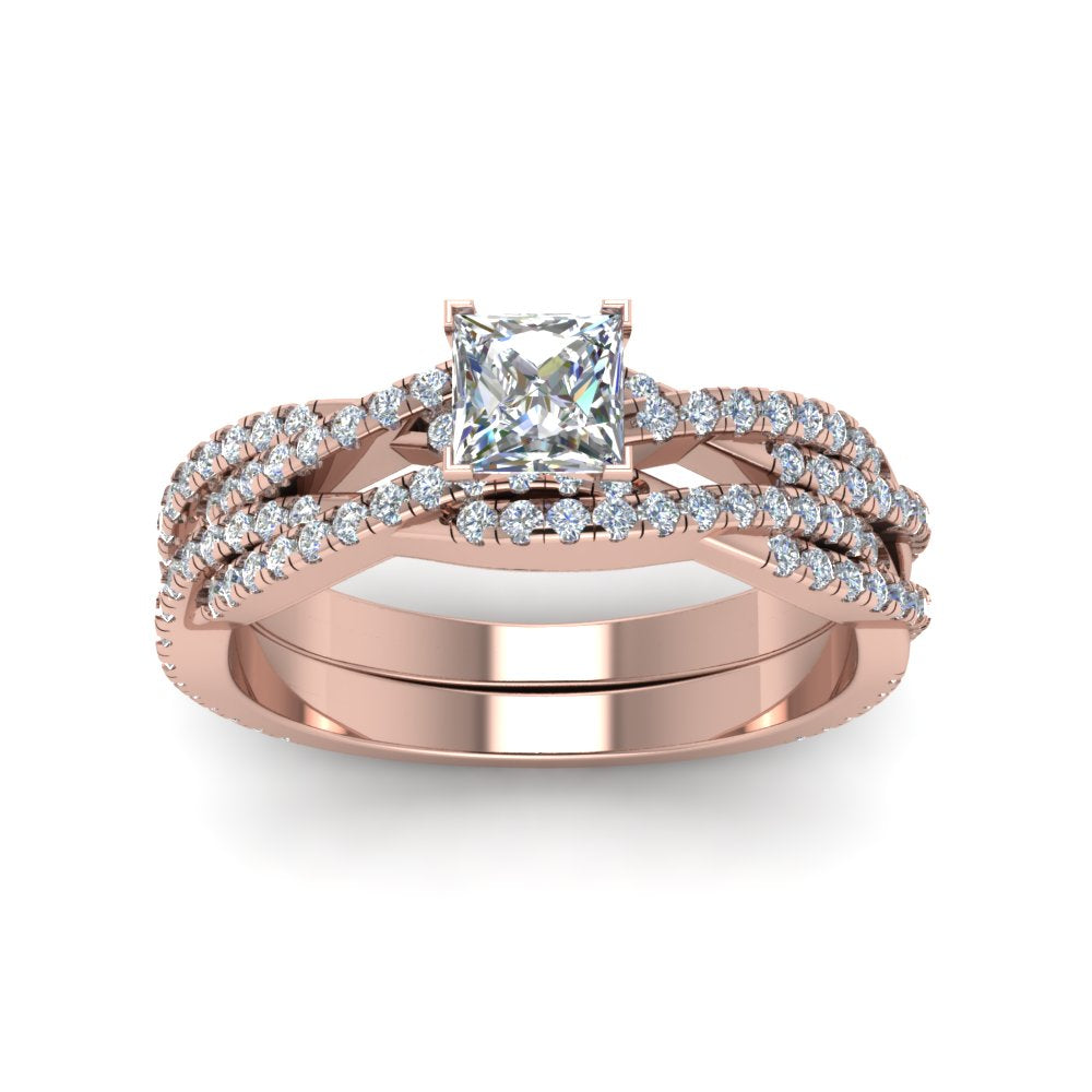 princess-cut-simple-diamond-twisted-vine-bridal-ring-sets-in-14K-rose-gold-FD8233PR-NL-RG