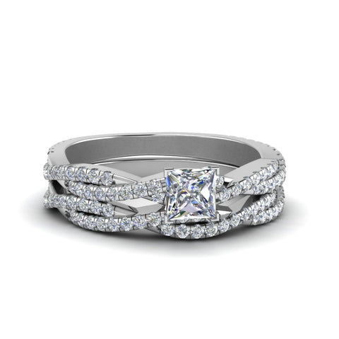 princess-cut-simple-diamond-twisted-vine-bridal-ring-sets-in-14K-white-gold-FD8233PR-NL-WG