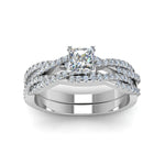 Load image into Gallery viewer, princess-cut-simple-diamond-twisted-vine-bridal-ring-sets-in-14K-white-gold-FD8233PR-NL-WG
