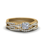 Load image into Gallery viewer, princess-cut-simple-diamond-twisted-vine-bridal-ring-sets-in-14K-yellow-gold-FD8233PR-NL-YG
