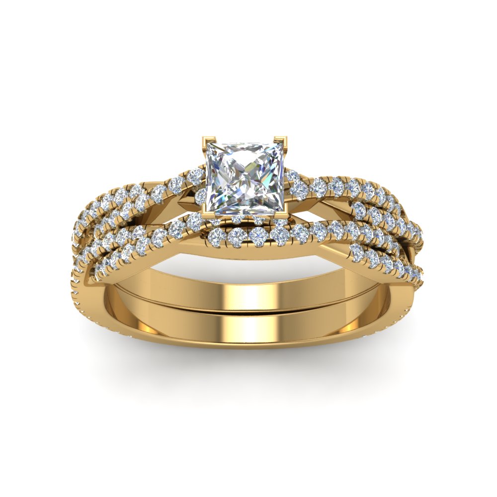 princess-cut-simple-diamond-twisted-vine-bridal-ring-sets-in-14K-yellow-gold-FD8233PR-NL-YG