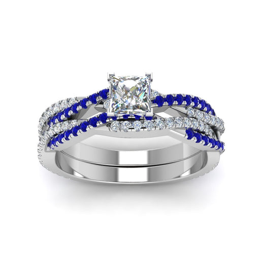 princess-cut-simple-diamond-twisted-vine-bridal-ring-sets-with-blue-sapphire-in-14K-white-gold-FD8233PRGSABL-NL-WG