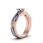 Load image into Gallery viewer, princess-cut-simple-diamond-twisted-vine-bridal-ring-sets-with-ice-blue-topaz-in-14K-rose-gold-FD8233PRGICBLTO-NL-RG
