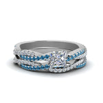 Load image into Gallery viewer, princess-cut-simple-diamond-twisted-vine-bridal-ring-sets-with-ice-blue-topaz-in-950-Platinum-FD8233PRGICBLTO-NL-WG
