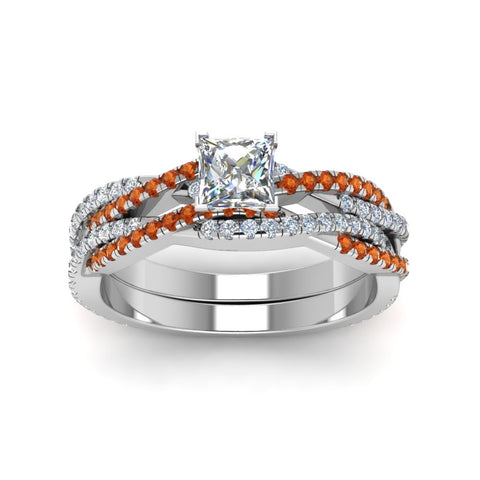 princess-cut-simple-diamond-twisted-vine-bridal-ring-sets-with-orange-sapphire-in-950-Platinum-FD8233PRGSAOR-NL-WG