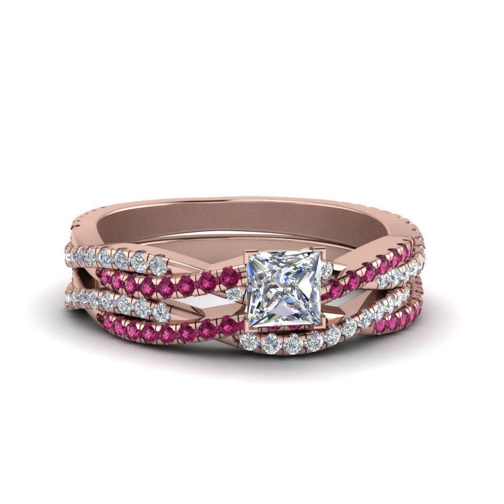 princess-cut-simple-diamond-twisted-vine-bridal-ring-sets-with-pink-sapphire-in-14K-rose-gold-FD8233PRGSADRPI-NL-RG